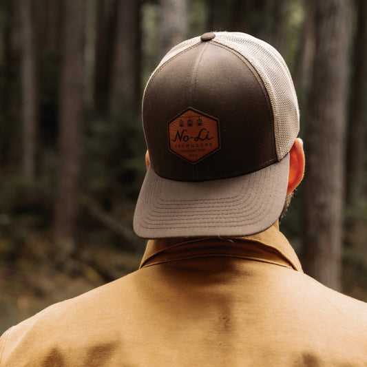 No-Li Brown Leather Hex Trucker Hat